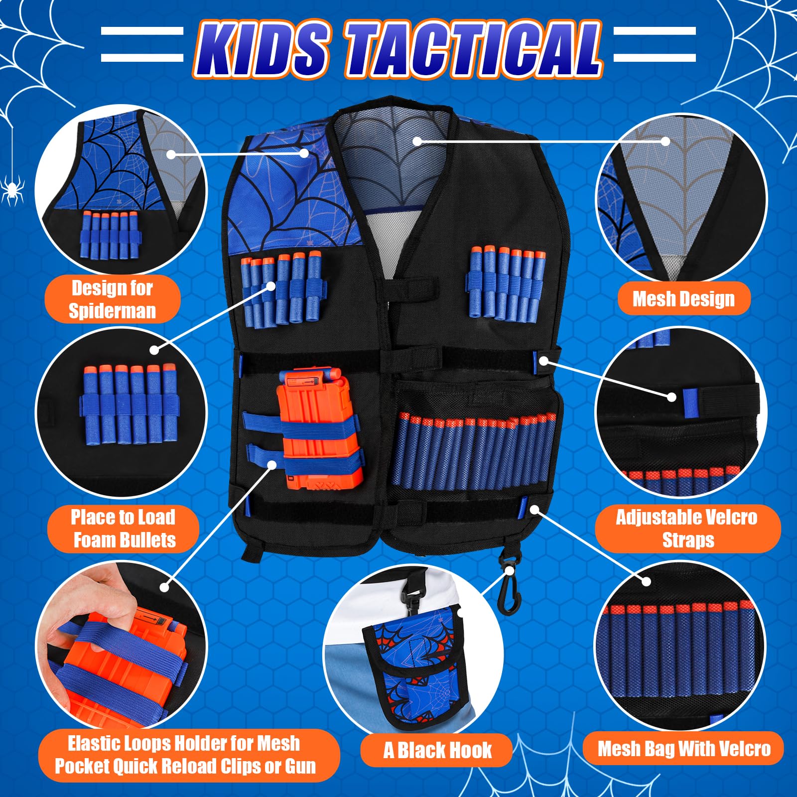 Lehoo Castle Kids Tactical Vest Kit for Nerf Guns Nerf Vest for Boys Girls with 30 Refill Darts, Dart Pouch,Tactical Mask - Image 2