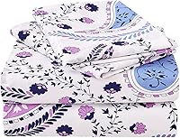 Vista 13 de JSD Juego de sábanas florales azul marino, tamaño individual, sábanas de microfibra impresas de 3 piezas, bolsillo extra profundo, sin arrugas