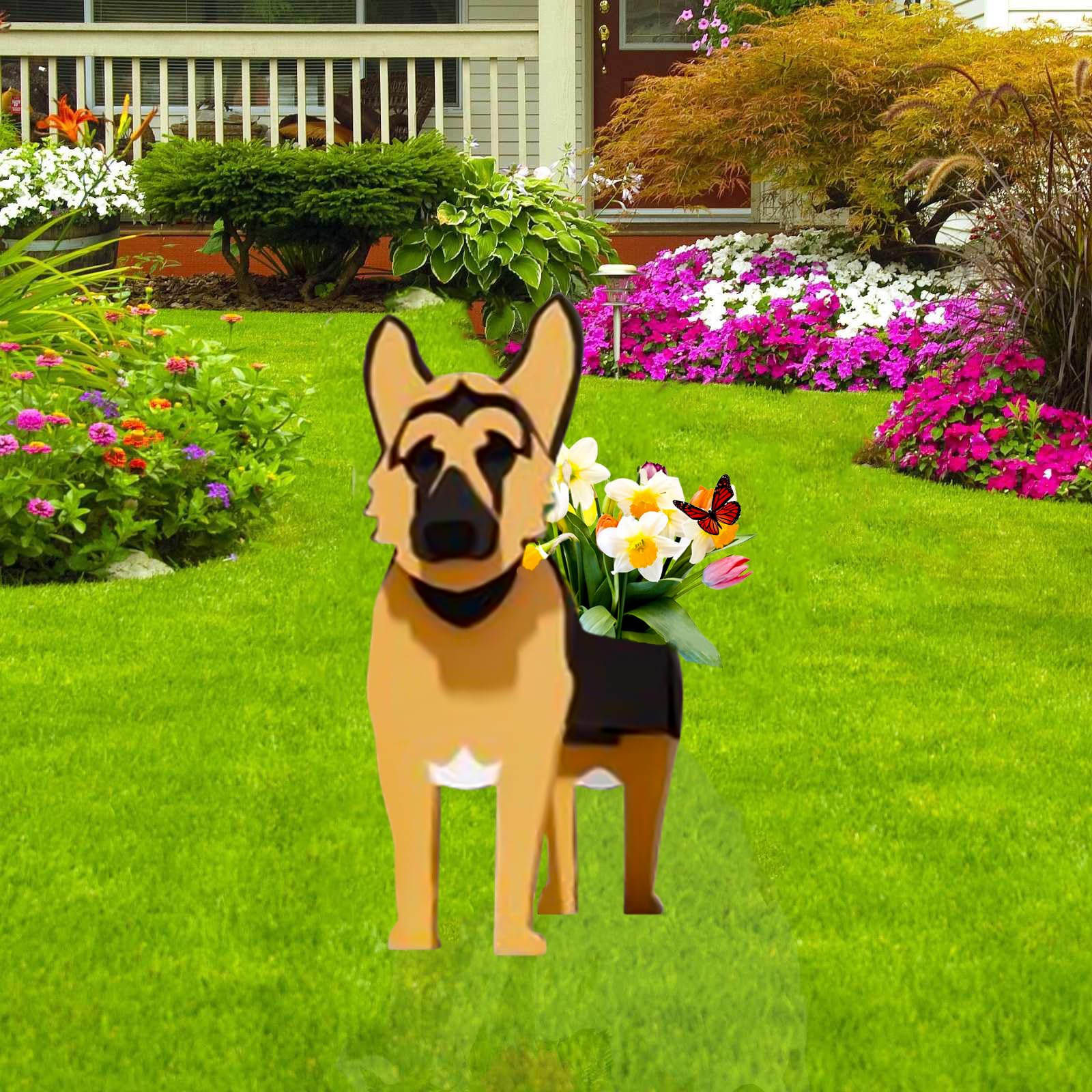 strolfay German Shepherd Dog Planter Plant Pots,Cute Dog Flower Planter,Gifts for Pet Lovers,Unique Animal Plant Pots,Office,Indoor Outdoor Garden Decor(9.45 * 5.51 * 13.82in) — image 1