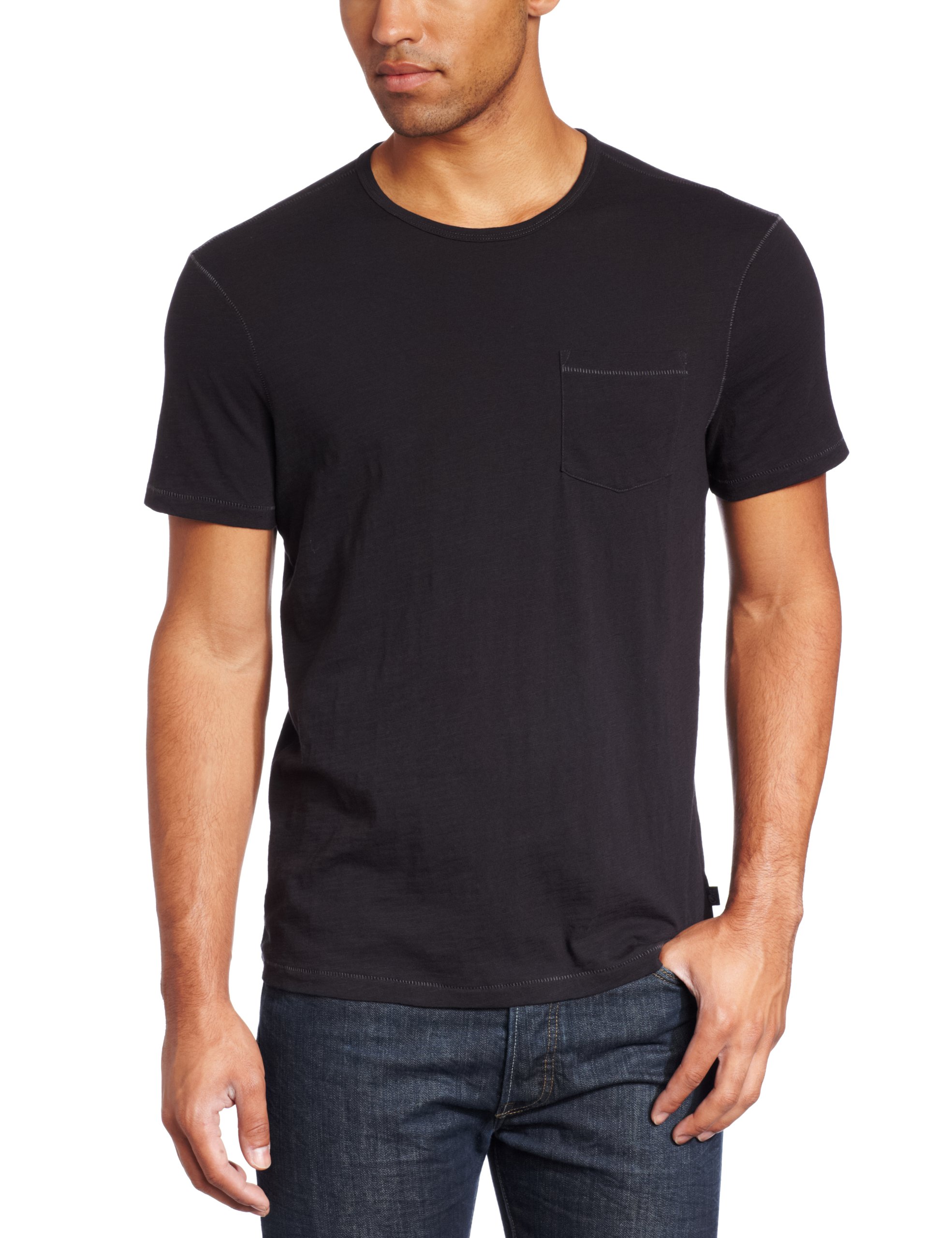 John Varvatos Star USA Men's Short Sleeve Vertical Pick Stitch Crew T-Shirt