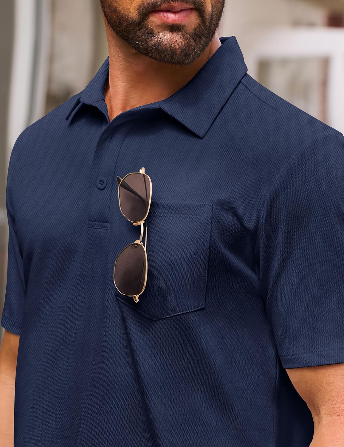 Cotrasen Polo Shirts for Men Cotton Pique Short Sleeve Golf Shirts with Pocket Classic Casual Moisture Wicking Polos