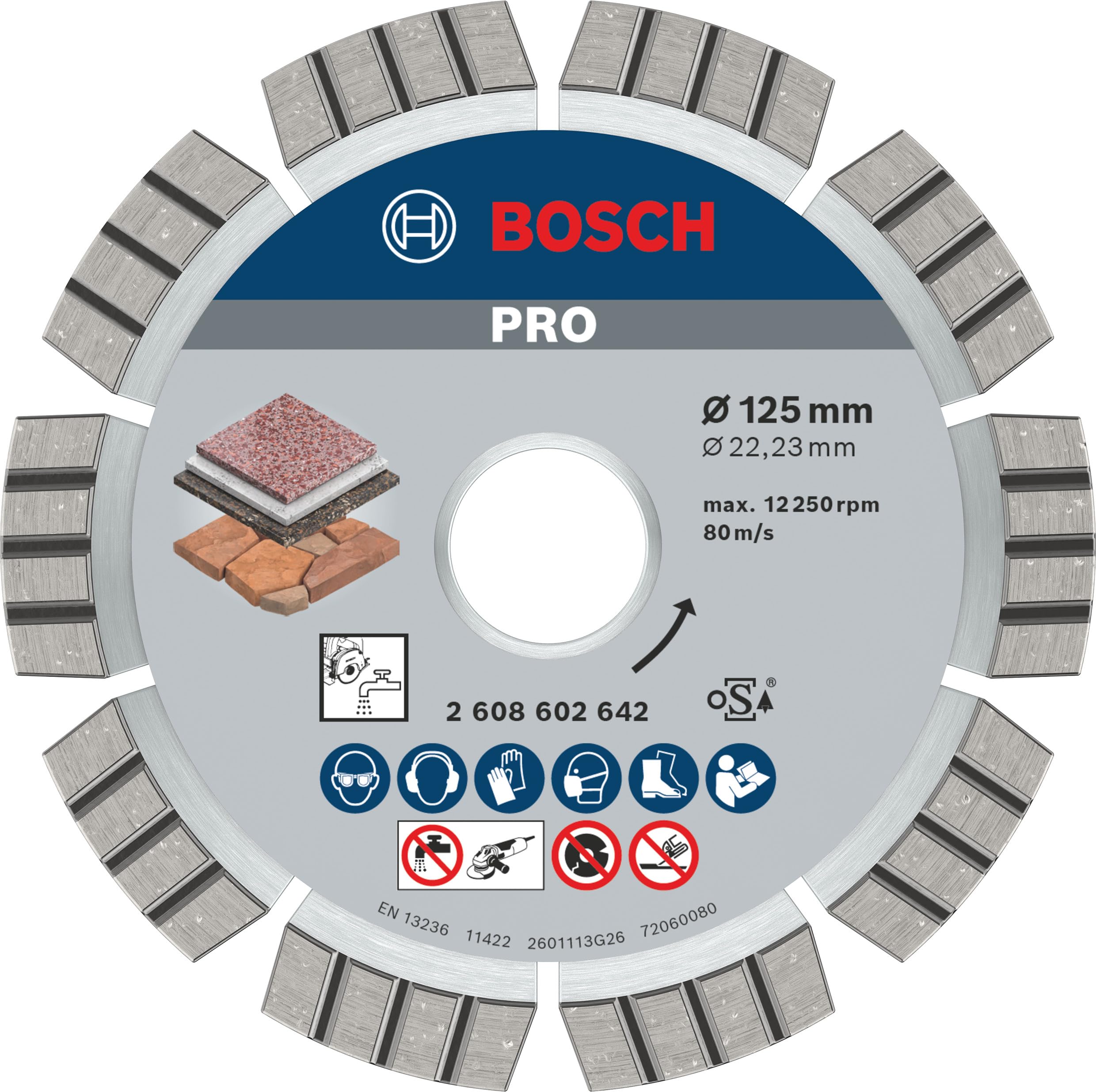 Bosch 1x PRO Multi Material Diamanttrennscheibe, 125 x 22,23 x 2,2 mm