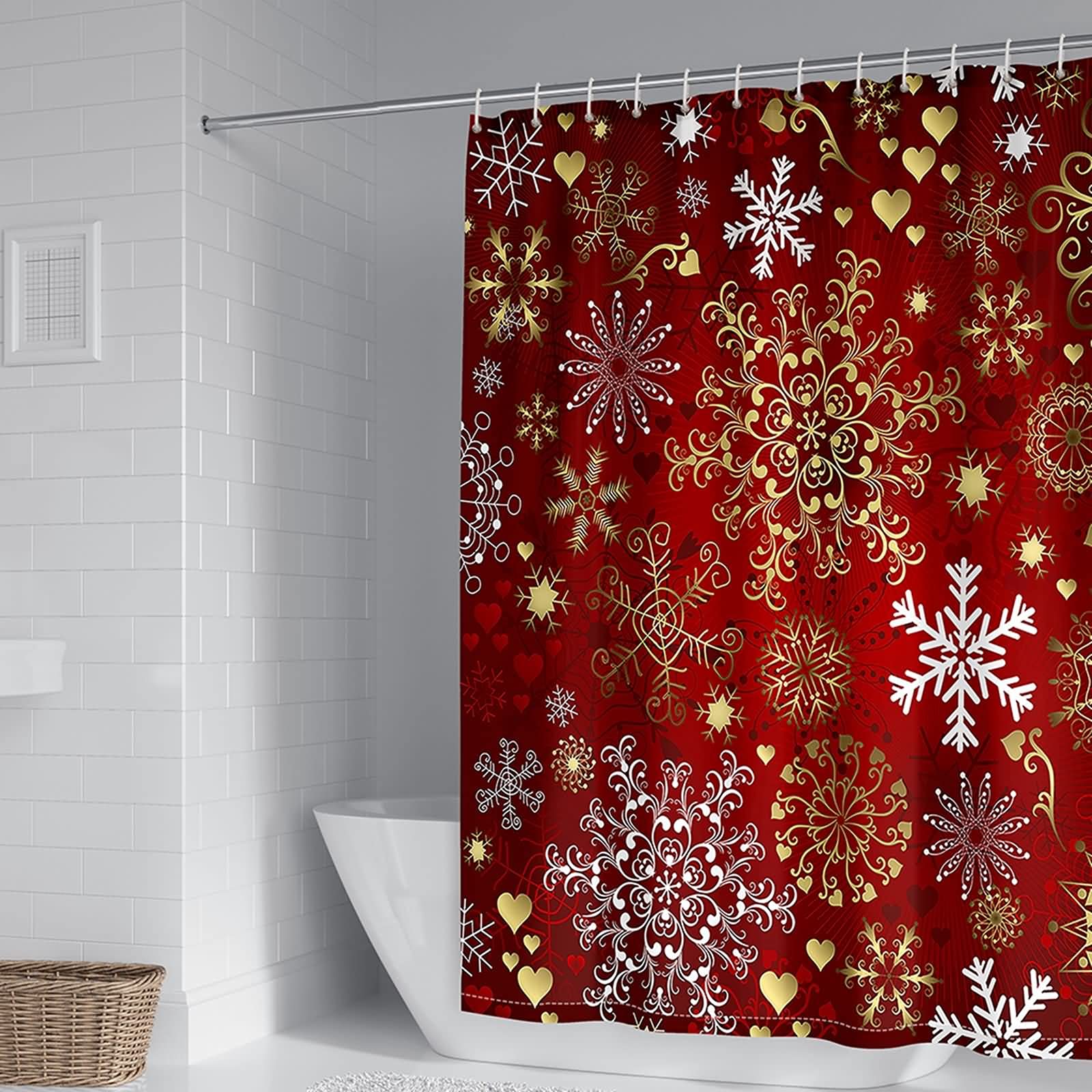 Rideau de douche polyester 180x200cm imperméable salle de bain motif floral KnSam