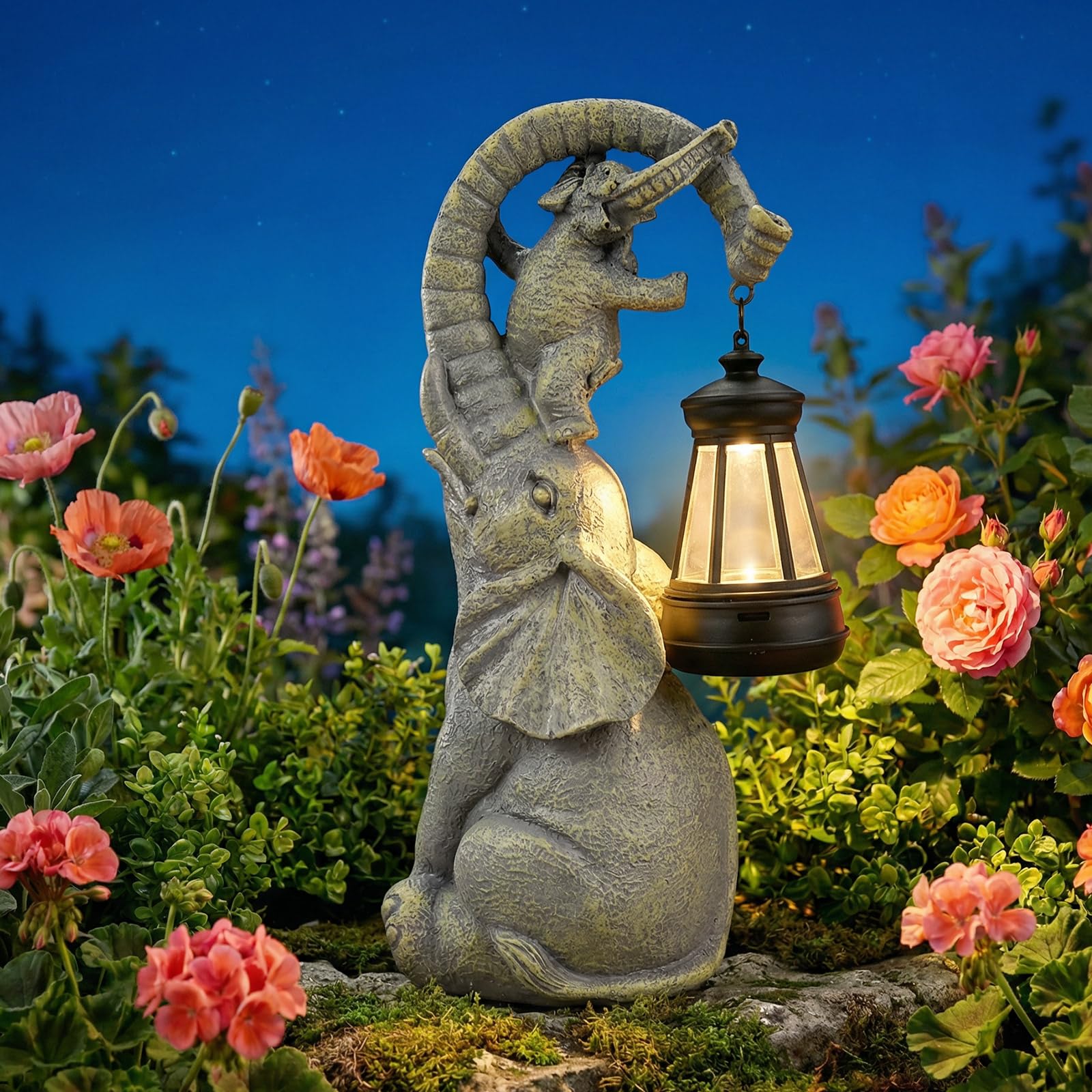 Statue de jardin éléphant lumineux : idée cadeau idéale pour fête des mères et Noël