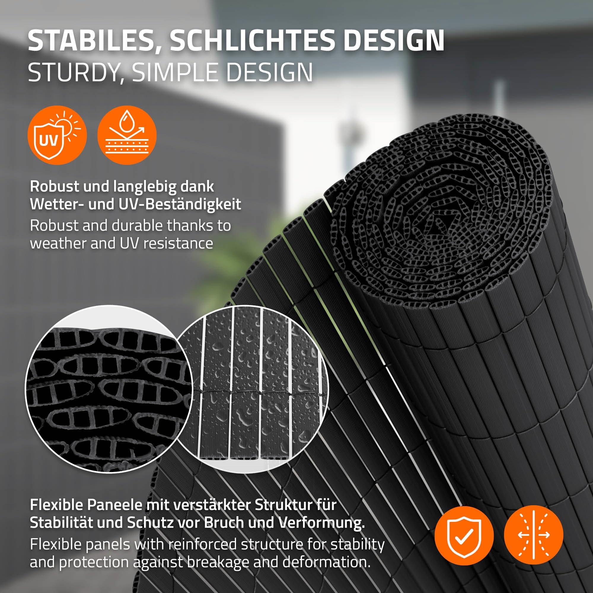 ECD Germany Cañizo de PVC 140 x 800 cm (2X 4m) Antracita Valla de Proteccion de 3 Pesos de Refuerzo Cortavientos Decorativo Resistente a los Rayos UV para Jardín Pantalla Impermeable de Privacidad