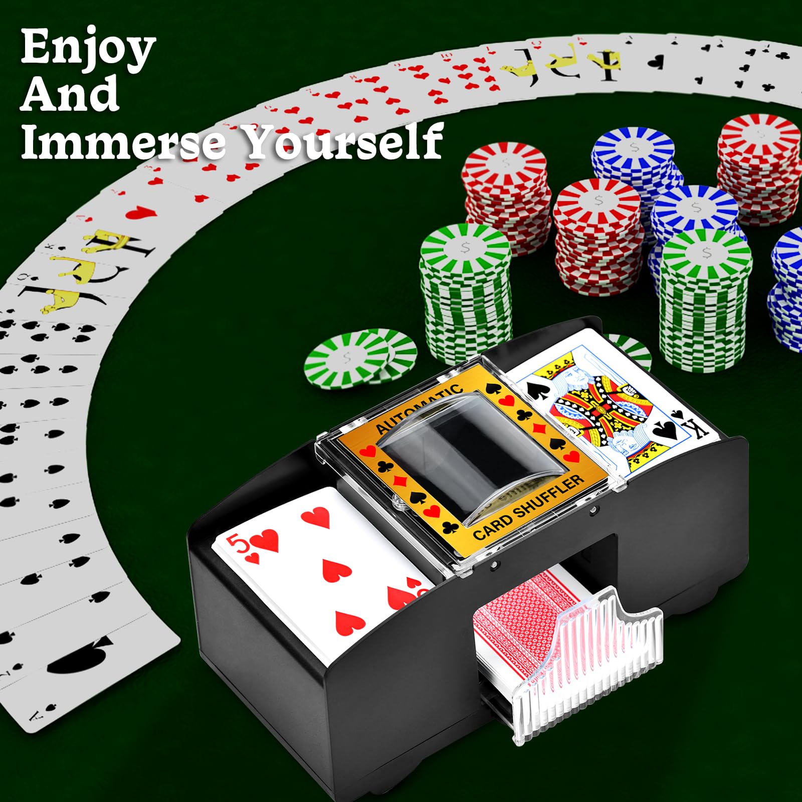 Barajador de Cartas Automático, Mezclador de Cartas con 2 Barajas para Casa Fiestas - Negro