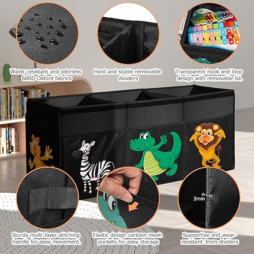 Miniatura 3 de YOHOOLYO Caja de juguetes para niños, 155 L, organizador de almacenamiento plegable extra grande con tapas, caja de juguetes grande, contenedor