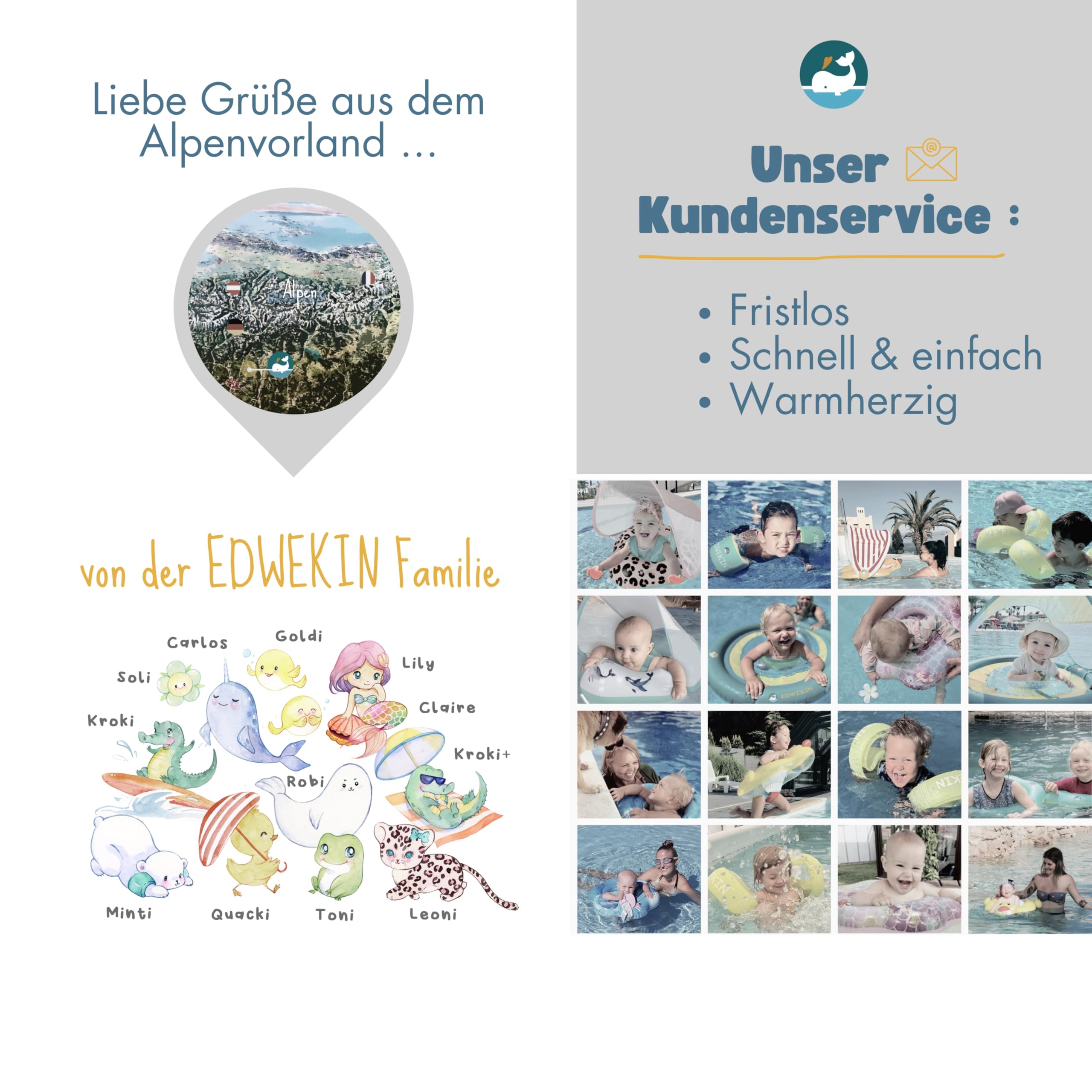 EDWEKIN® Premium Schwimmflügel | TÜV & GS-geprüft ✓ | Für Kinder 1–6 Jahre | BPA-frei & stylisches Design | Sichere Schwimmhilfe für Babys und Kleinkinder