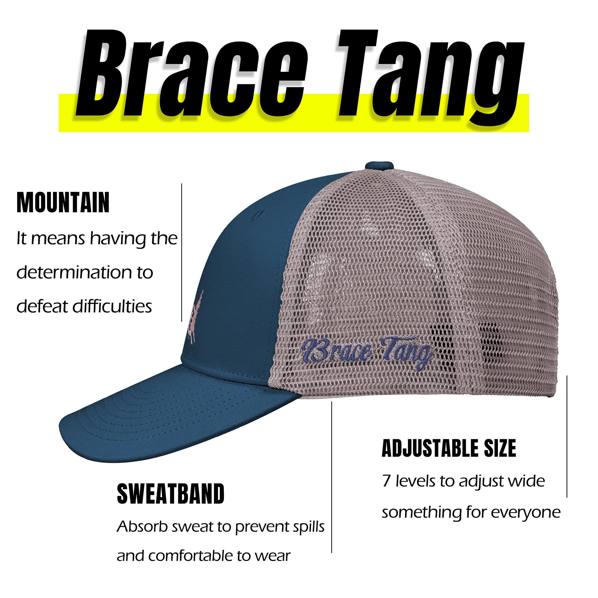 Mountain & Tree - Gorra de camionero para hombre y mujer, gorra de béisbol bordada para senderismo y camping