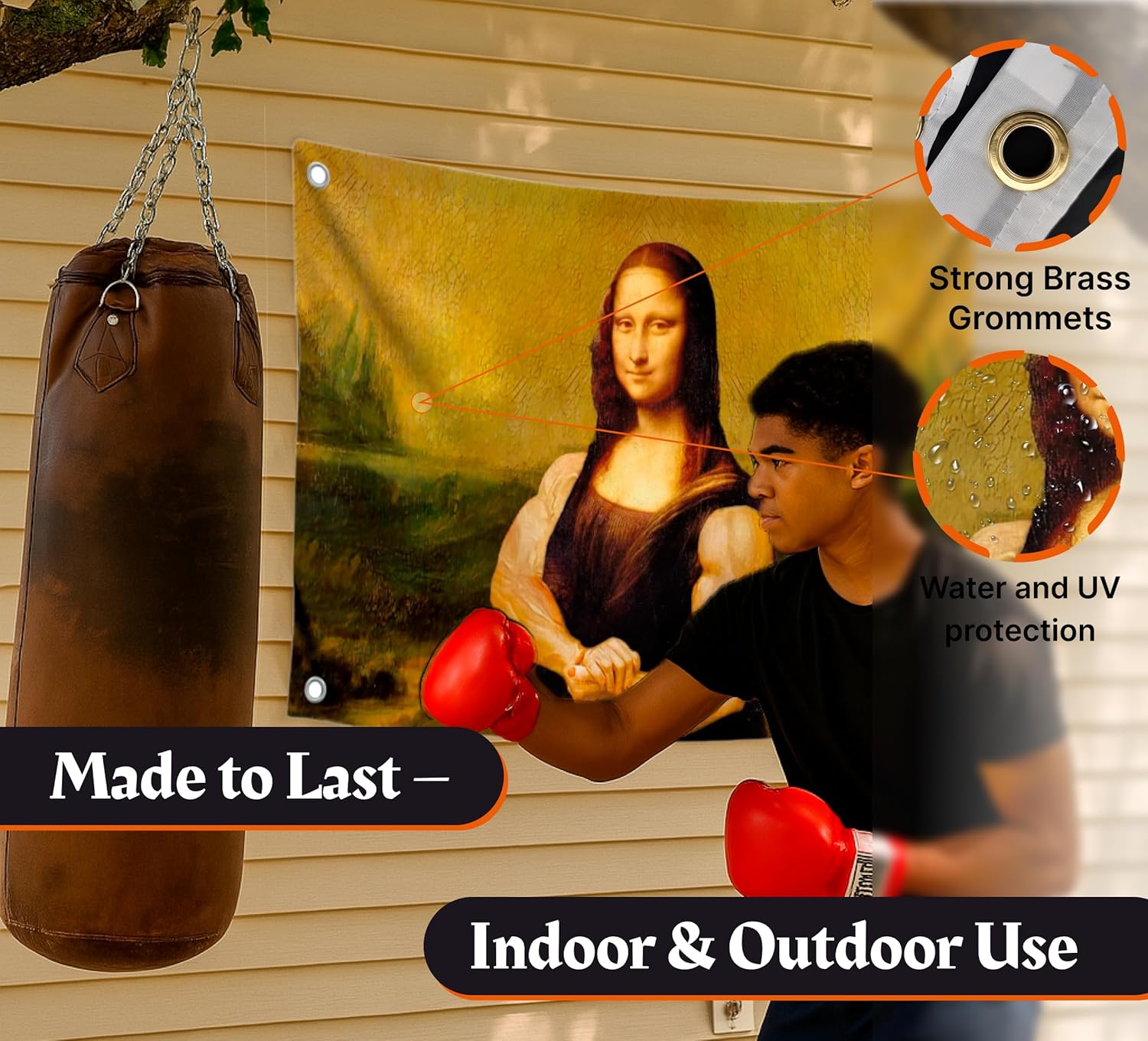 Mona Lisa Funny Flag 3x5 Ft - Durable Man Cave Wall Polyester Flags with 4 Brass Grommets - College Dorm Room Decor Tapestry - Mem Single Sided Flag for Indoor and Outdoor - Party Posters for Holliday - Image 4