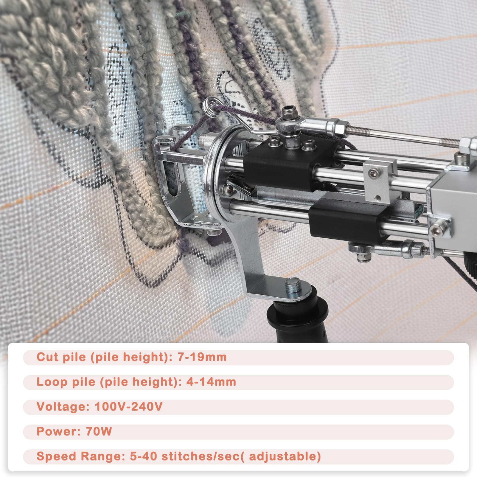 JTVTW Kit pistola per tufting con tessuto antiscivolo e 12 palline di lana per principianti (blu)