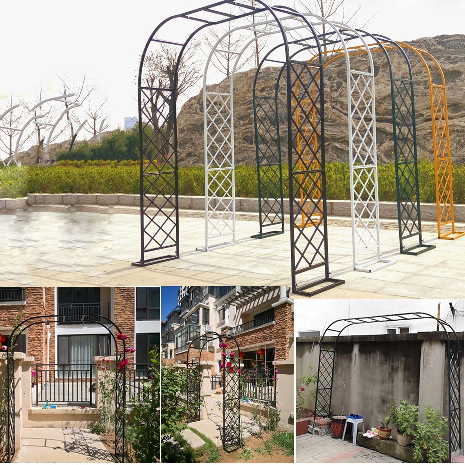 Łuk Ogrodowy, Łuk Różany 20 Mm Z Ocynkowanej Rury Stalowej, Do Roślin Pnących, Pergola Do Użytku Wewnątrz I Na Zewnątrz, Łuk Wspinaczkowy, Kratka, Odporny Na Warunki Atmosferyczne, Z Podstawą, Osłona