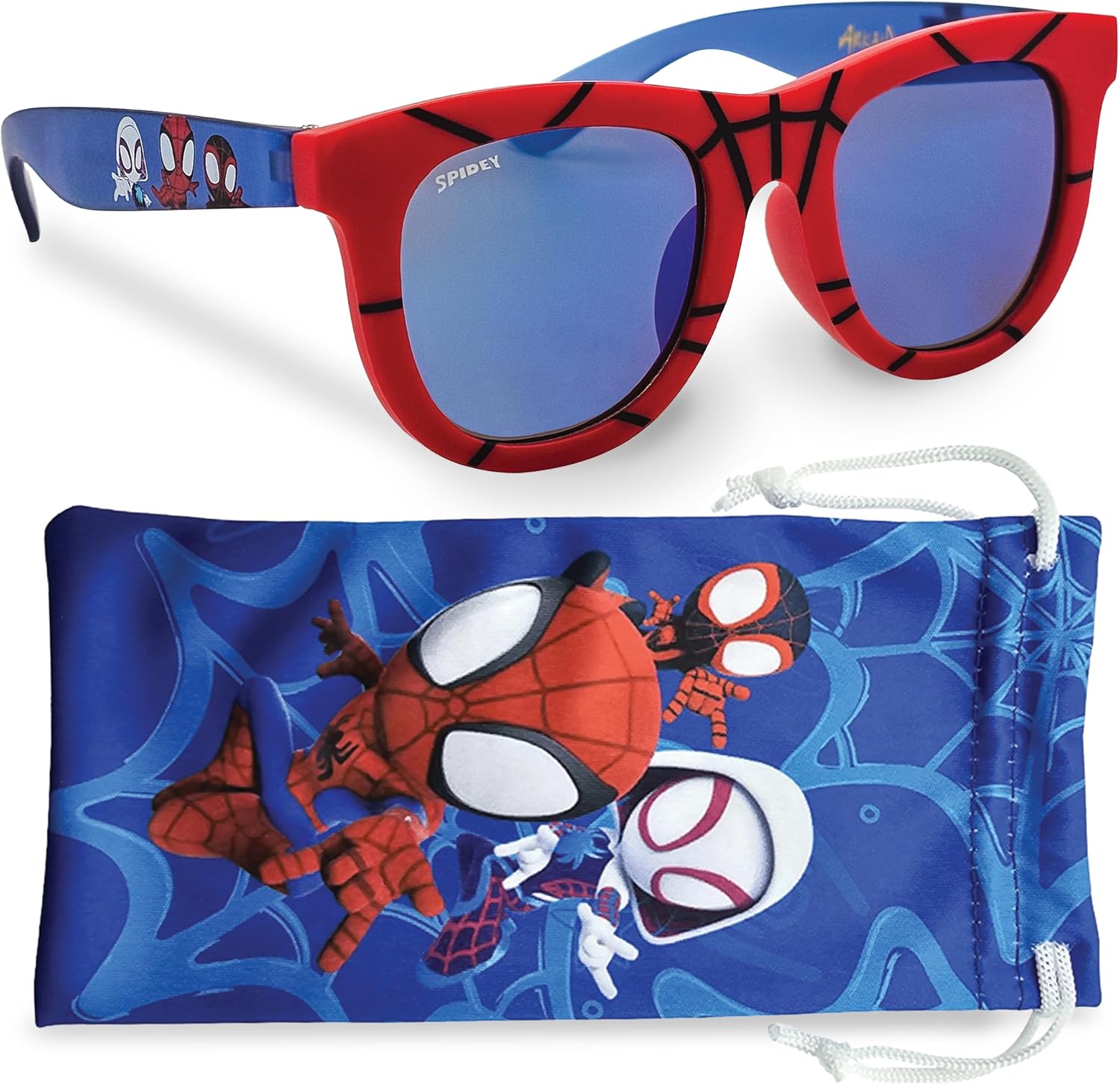 Sun-Staches Marvel Spidey and Friends Sunglasses Stylish, Comfortable & Durable UV-Protective Boys Spider-Man Glasses With Soft Carrying Case - Officially-Licensed Spiderman Gifts for Boys
