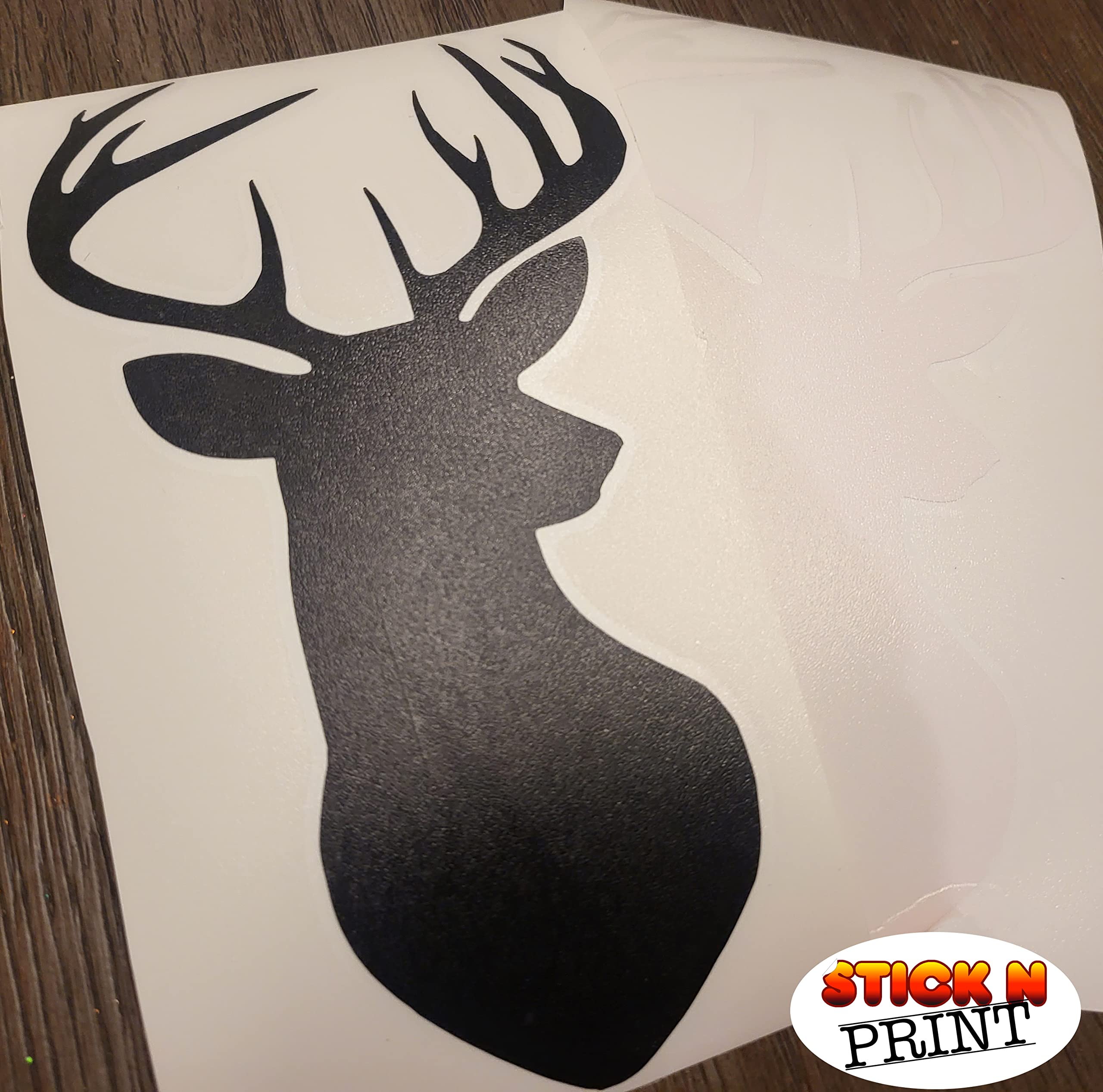 StickNPrint Deer Head Vinyl Decal - Waterproof Hunting Sticker For Cars, Laptops, Windows