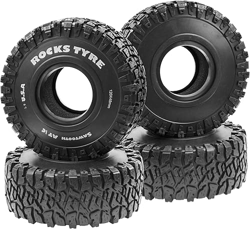ShareGoo RC 1.9 - Neumáticos de goma para barro de 1.9 pulgadas, OD 4.724 in, compatibles con Axial SCX10 90046 AXI03007 Tamiya CC01 Redcat Gen8