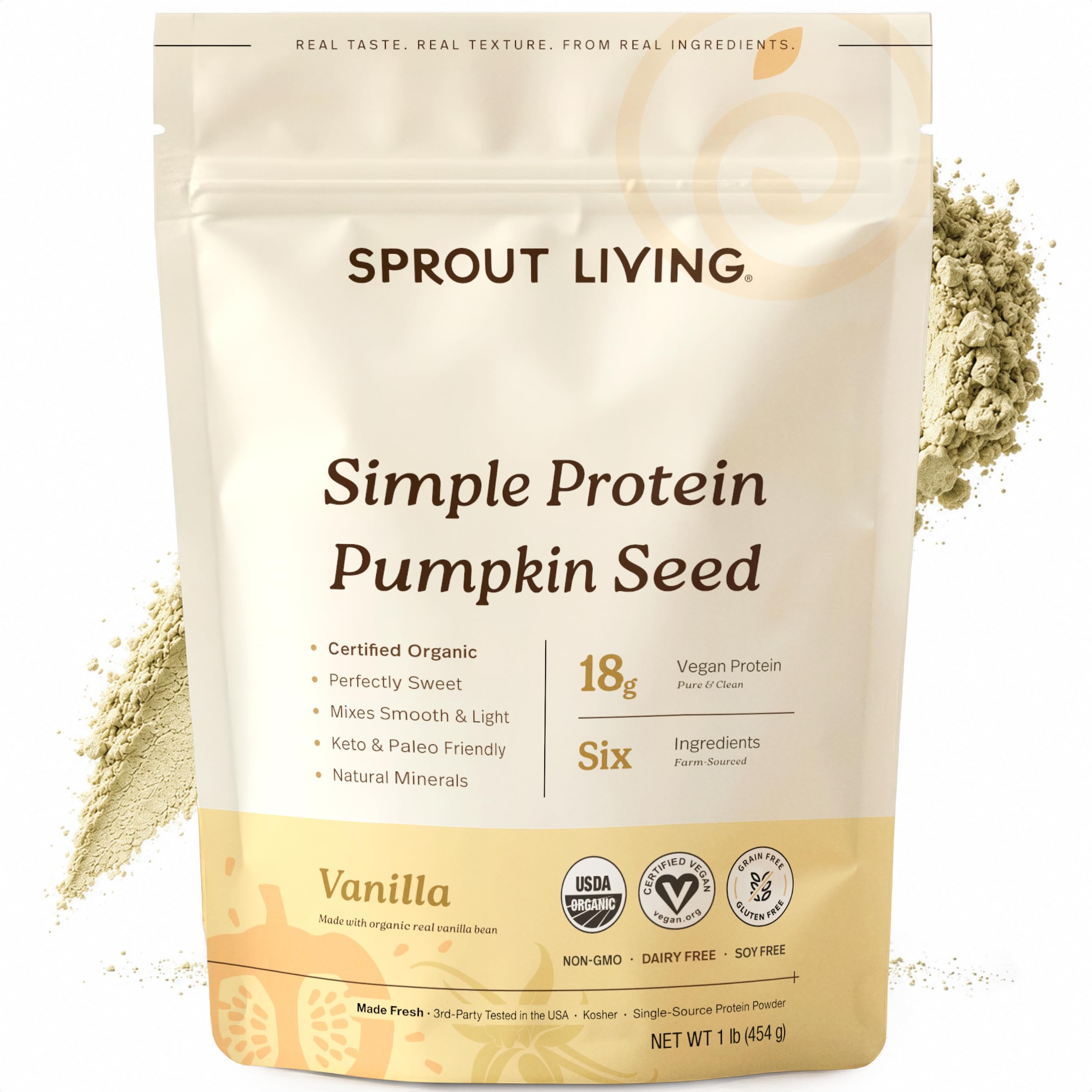 Sprout Living Organic Pea Protein Powder, Vanilla Flavor, 20 Grams of Plant Based Organic Protein Powder Without Sweeteners, Non Dairy, Non-GMO, Dairy Free, Vegan, Gluten Free (1 Pound, 15 Servings) — Amazon image 9