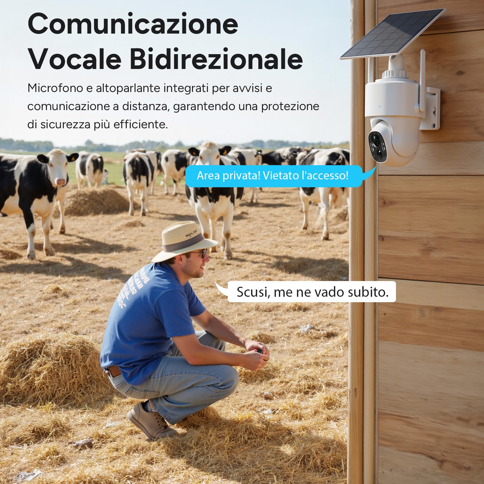 WOOX Telecamera di Sorveglianza Esterna senza WiFi, 2K 3MP Telecamera 4G LTE con Pannello Solare, PTZ 355° e 140°, Visione Notturna a Colori, rilevamento AI, Locale e Cloud (Senza scheda SIM)