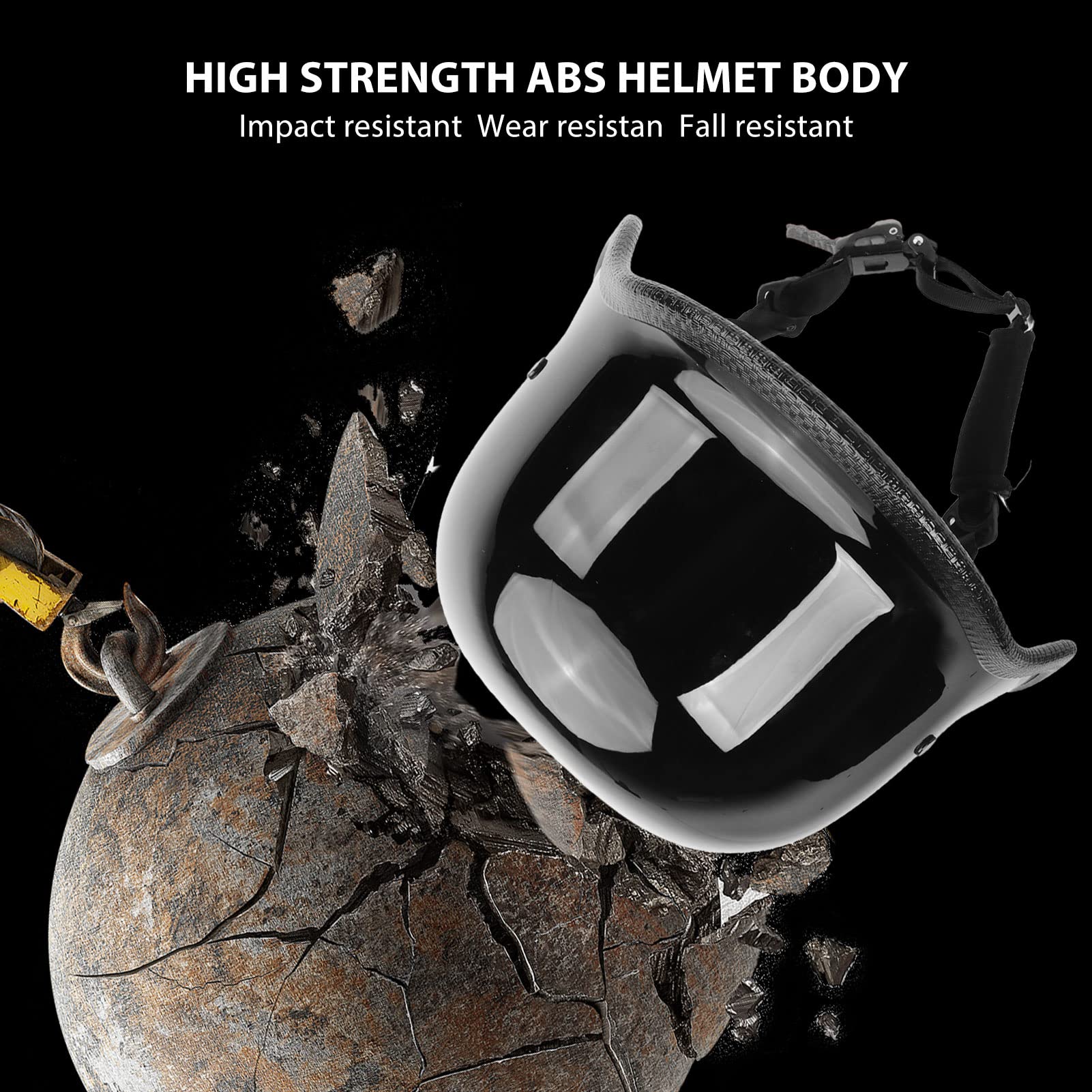 Mezzo Casco da Moto, Casco Sportivo igroscopico in ABS Leggero, Mezzo Casco da Ciclismo Multifunzione con Strisce Riflettenti