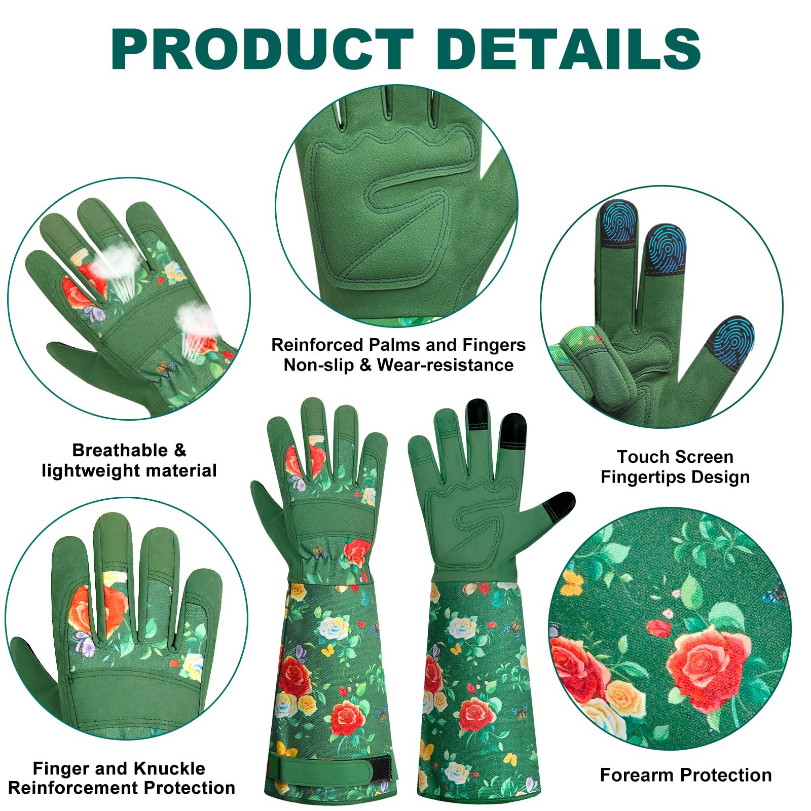 DLY Gardening-Gloves-for-Women, Breathable and Comfortable Long-Leather-Garden-Gloves - Image 2