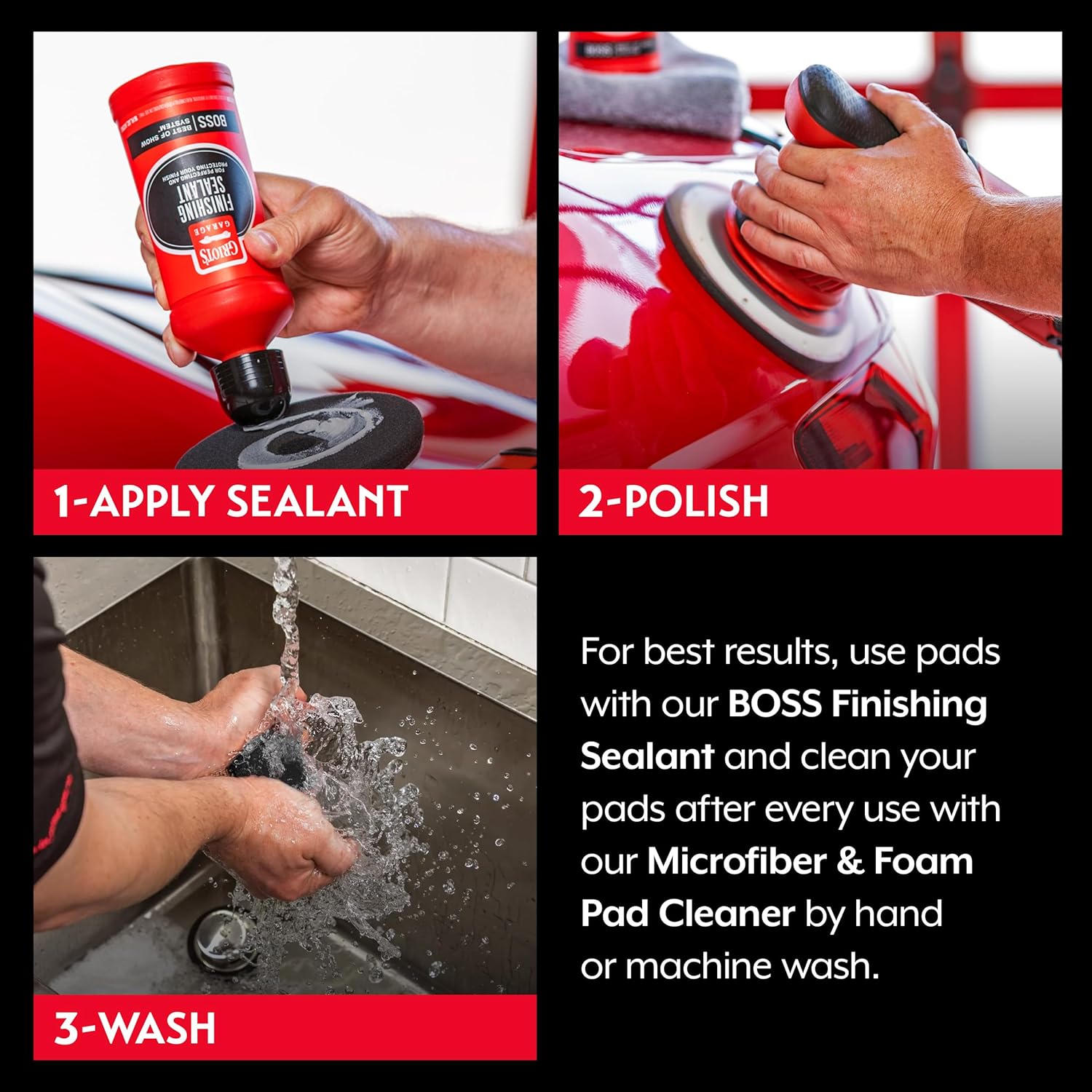 Griot's Garage BOSS 6.5" Fast Correcting Foam Pads for Car Polishing and Detailing, Buffing Pads for Moderate to Severe Scratch Removal, Set of 2 - Image 4