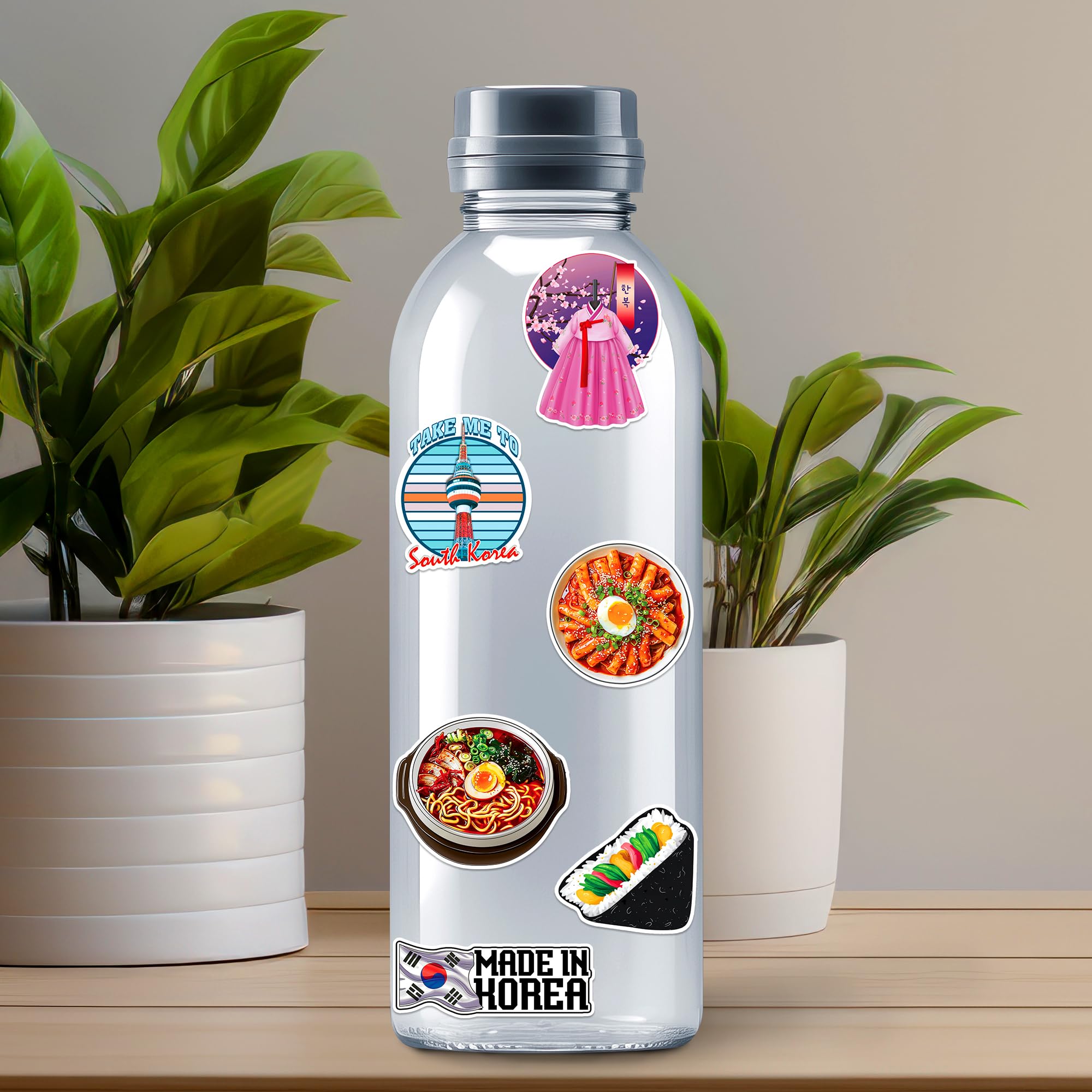 Korea Travel Stickers 50 Pieces Vinyl Waterproof Decal for Laptop Water Bottle Phone Car Window Bike Motorcycle Stakeboard Scrapbook Korean Sticker Gifts
