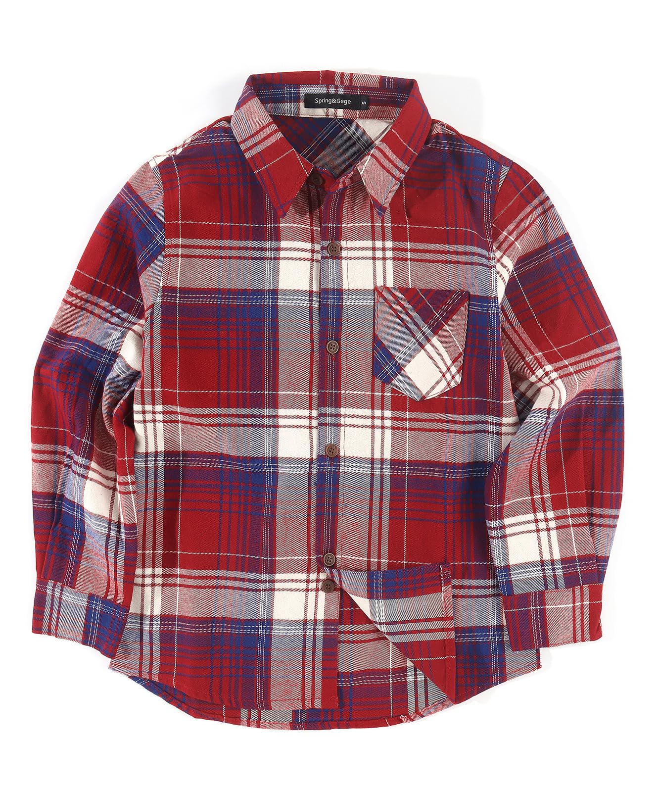 Spring&Gege Boys Casual Long Sleeve Plaid Flannel Button Down Shirt for Children (2-14 Years)