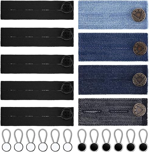 Juego de 21 extensores de cintura elásticos, expansores de botón ajustables para mujeres y hombres, pantalones de mezclilla de embarazo, falda,