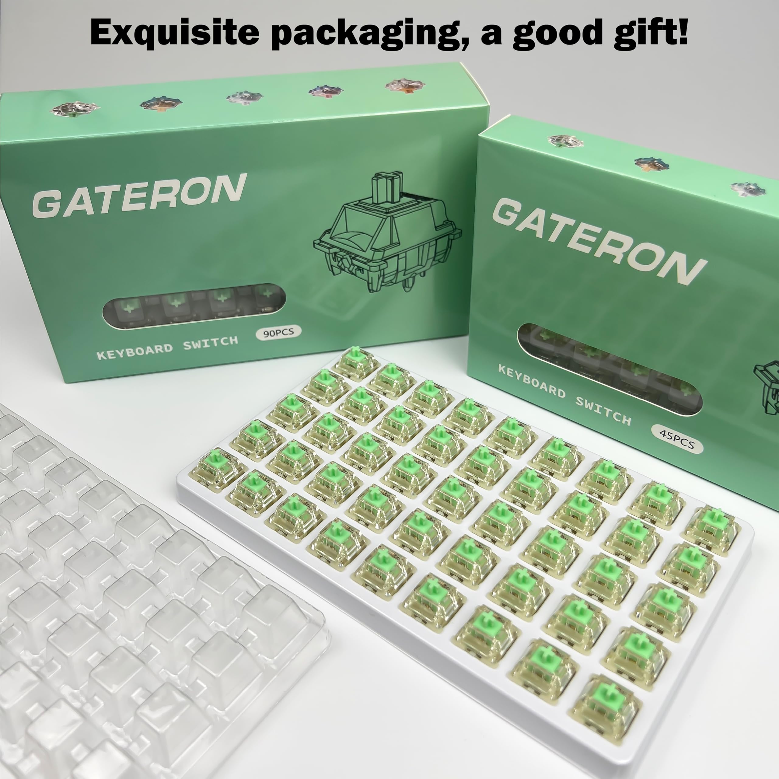 Gateron Baby Kangaroo 2.0 - Interruptores de teclado, resorte de doble etapa, 5 pines, 59 gf, RGB LED, prelubricado de fábrica para teclado mecánico MX para juegos (90 piezas)