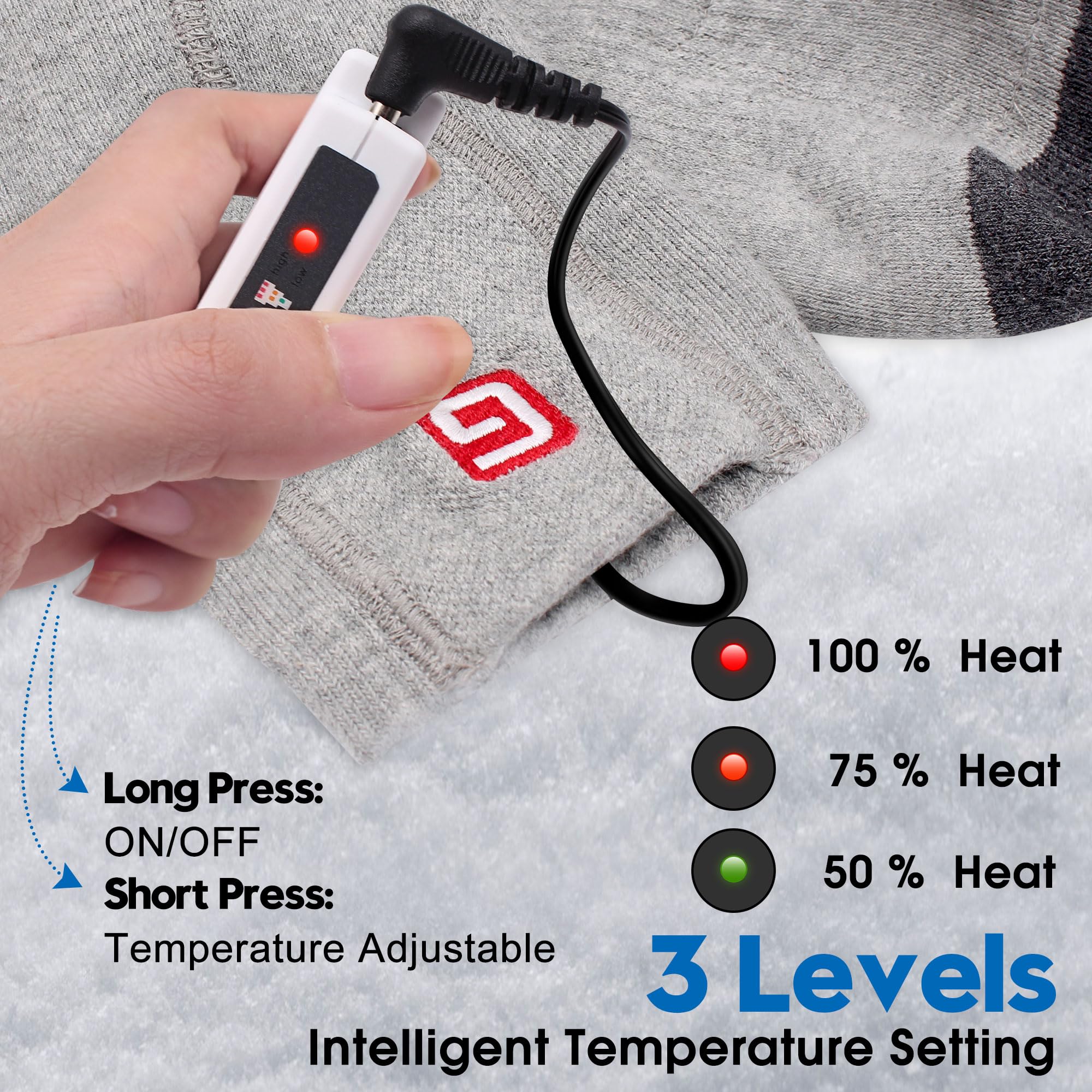 Autocastle Rechargeable Heated Socks for Men Women Electric Battery Socks Winter Warm Thermal Socks Washable Thick Cotton Novelty Heat Socks Cycling Skiing Hunting Foot Warmers