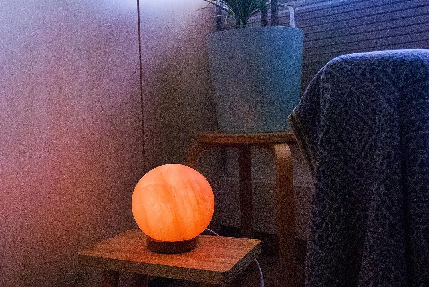 Lampada Di Sale Himalayano Rosa Autentico - 1-2 Kg, Base Legno, Cavo Con Interruttore, Lampadina Inclusa - Foto 5