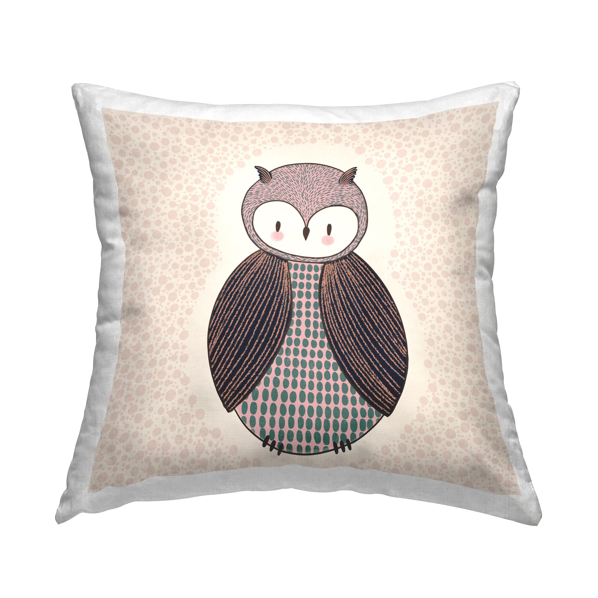 Stupell Industries Patterned Owl Nursery Nature Animal Design by Birgit Maria Kiennast Throw Pillow, 18 x 18, Beige