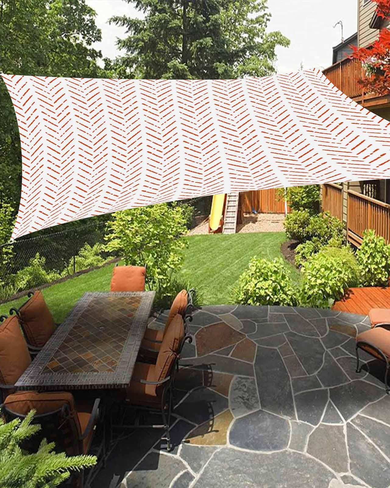 Boanket Sun Shade Sail 6.5' x 10', Burnt Orange Striped UV Block Sun Sails Shades for Outdoor Decor, Modern Abstract Art Geometric Shade Cloth for Patio Deck Terrace Garden Lawns Beach Backyard