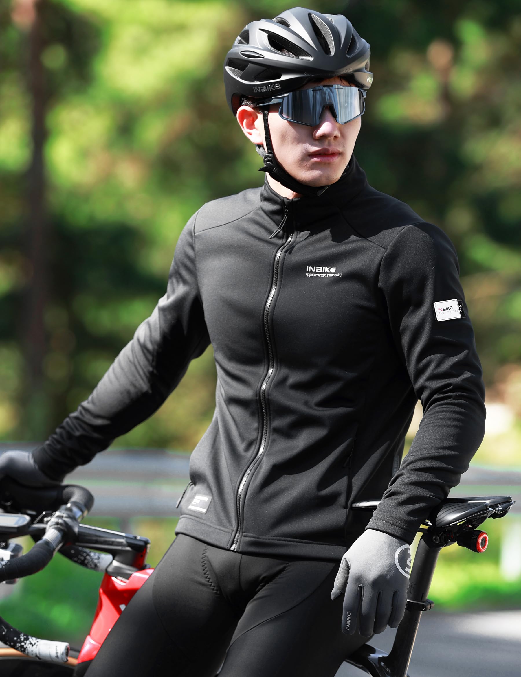INBIKE Vestes Cyclisme Homme Hiver Veste VTT Thermique Coupe-Vent Maillot de vélo Haute Élasticité Softshell Vêtements d'hiver Manteaux de Sport LS023