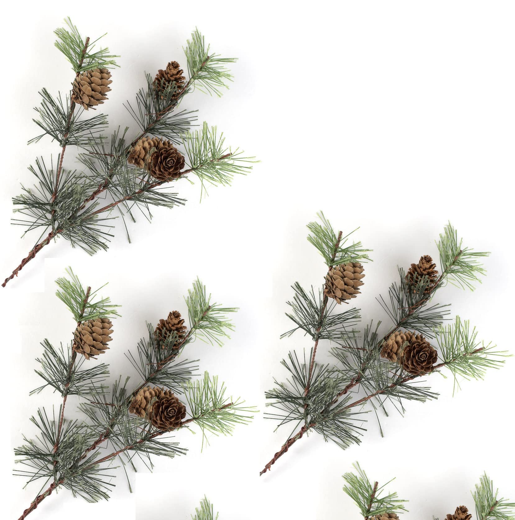 Group of 6 Weatherproof Artificial Smoky Mountain Pine Stems by Factory Direct Craft - Pine Greenery for Indoor and Outdoor Christmas Holiday Decorating