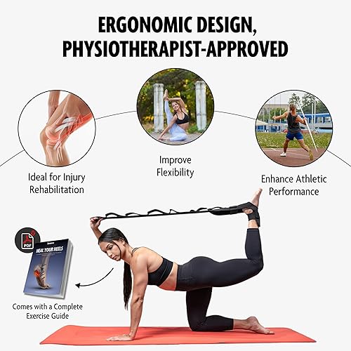 Miniatura 5 de DMoose Fitness Estirador de pie y pantorrilla, estirador de isquiotibiales para fascitis plantar, tendinitis de Aquiles, espolones de talón y