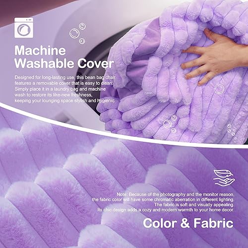 Miniatura 171 de HABUTWAY Puf gigante de 2 pies para adultos, con relleno de espuma viscoelástica, puf grande con funda de terciopelo holandés extraíble para sala de