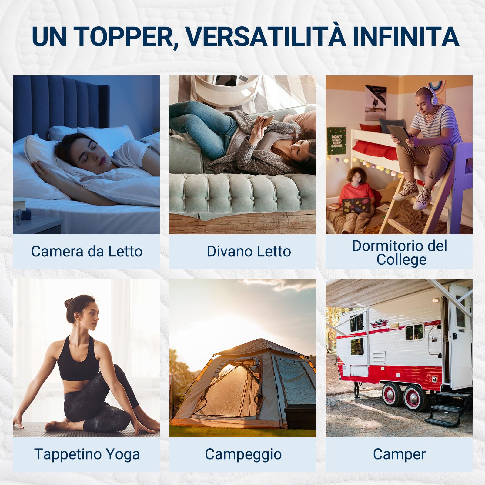 Avenco Topper Materasso 140x190 7.5cm, Sovramaterasso in Schiuma Comfort Fresco, Coprimaterasso Traspirante, Certificato CertiPUR-US per una Casa Sana, Fodera con Cerniera Lavabile