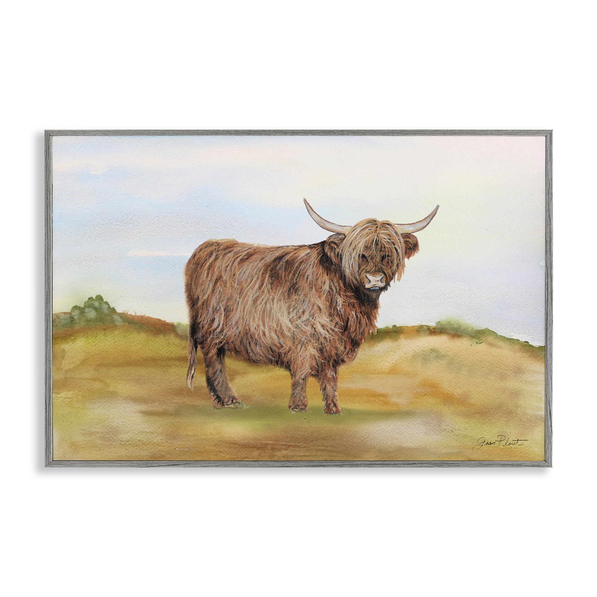 Stupell Industries Farm Animal In Pasture Gray Framed Giclee Art, design by Jean Plout, 16 x 24