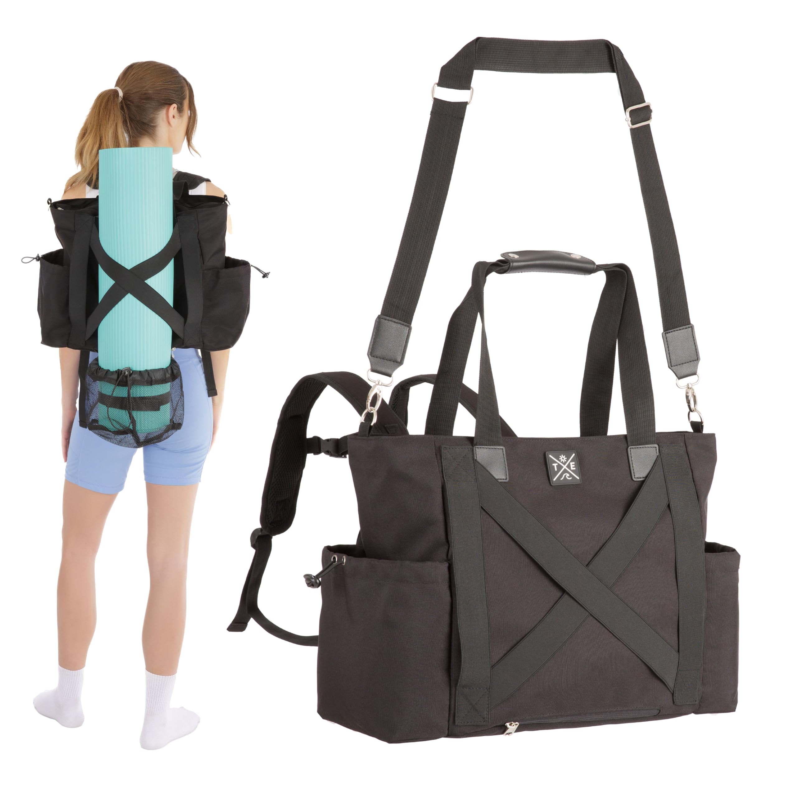 Bolsa para esterilla de yoga resistente al agua con correas de mochila y bolsillos, ideal para ciclismo y desplazamientos, sostien