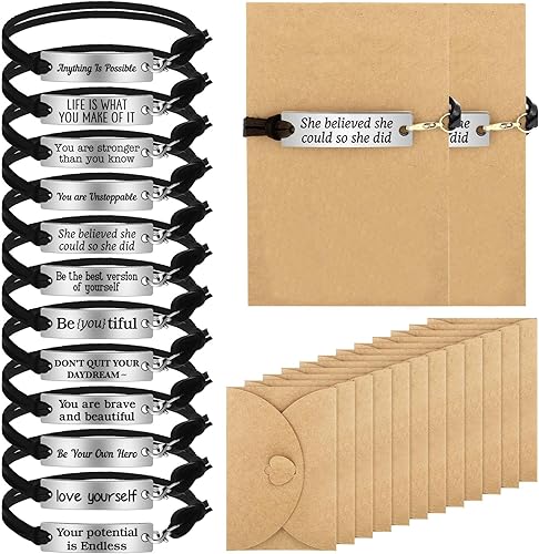 Nosiny Regalos inspiradores de Navidad para mujeres y hombres con sobres de tarjetas de regalo, pulseras inspiradoras grabadas, pulseras