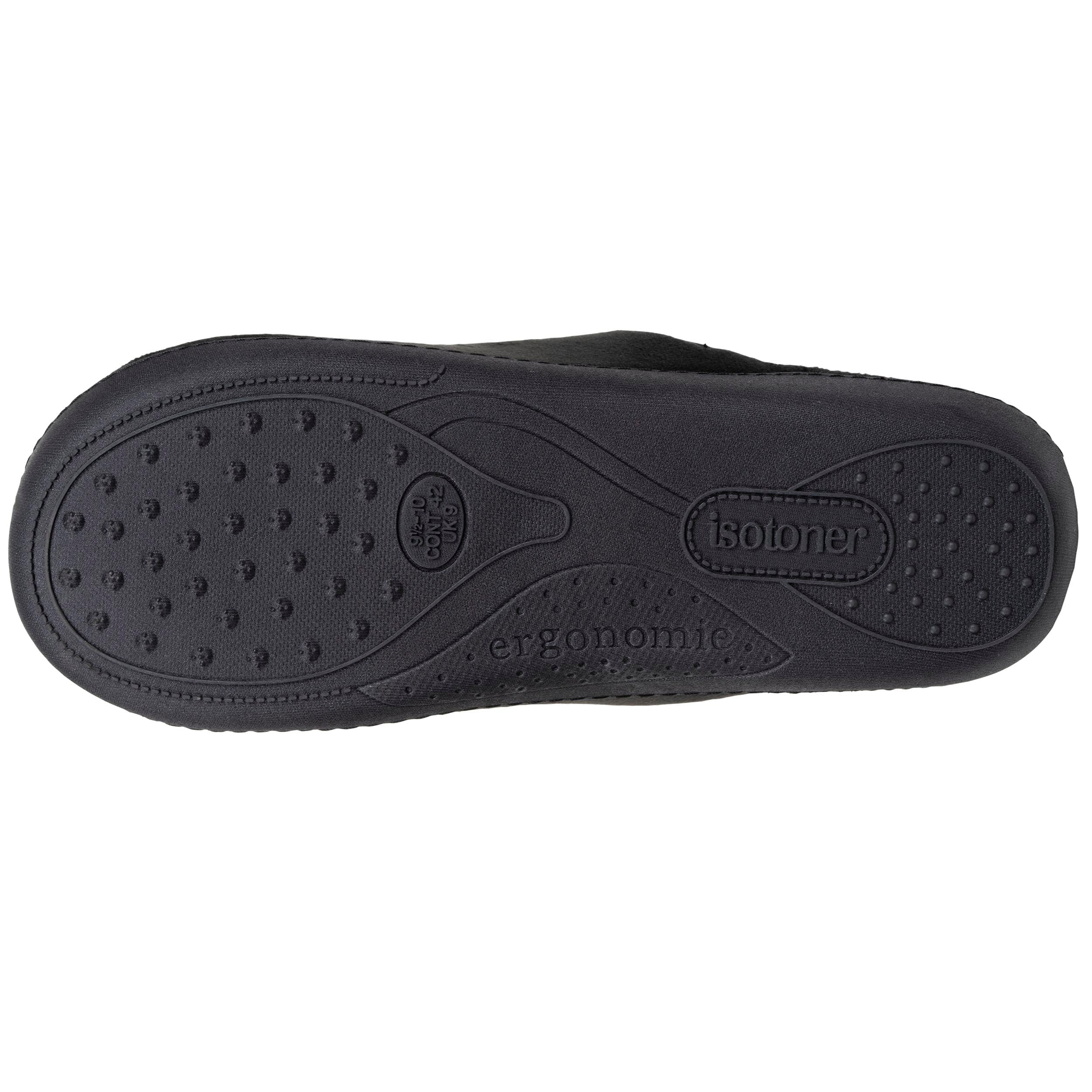 Isotoner Chaussons pantoufles Mules homme velours ultra doux, semelle ergonomique soutien plantaire, mousse à mémoire forme,