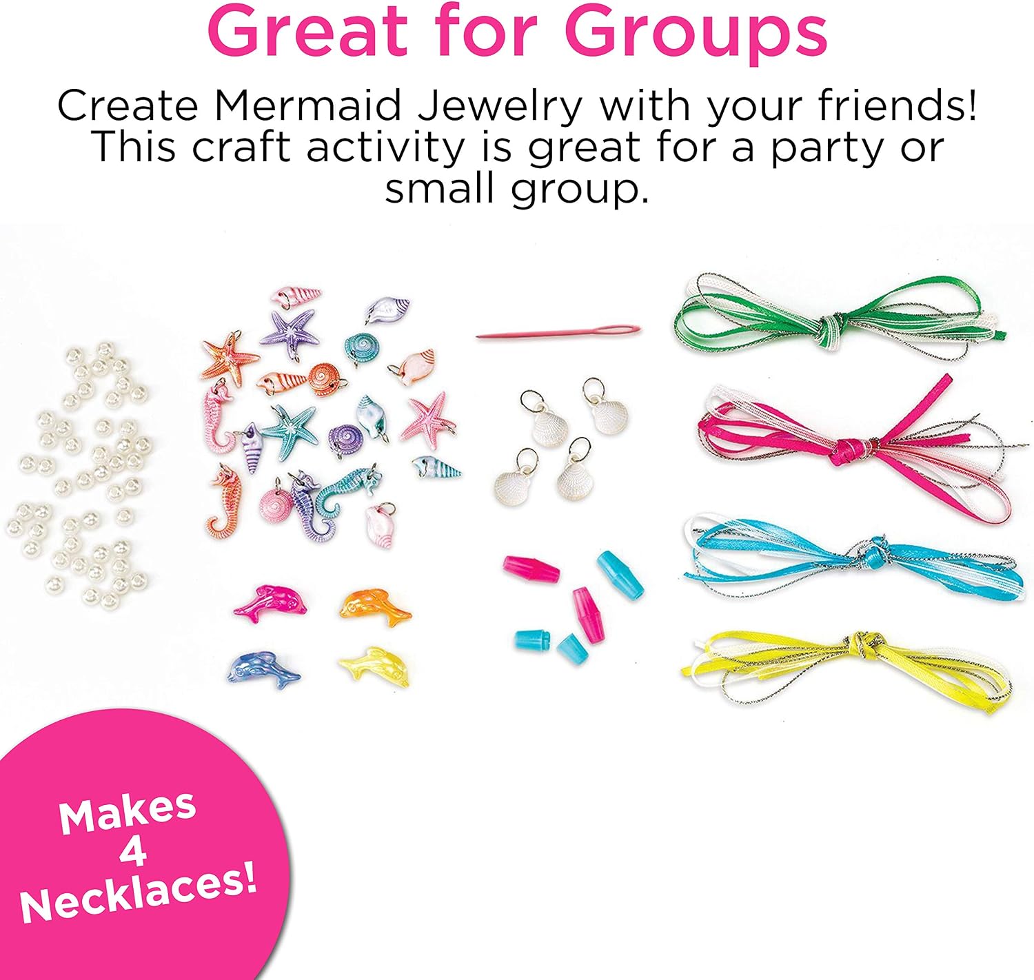 Creativity for Kids Mermaid Jewelry - String Mermaid Beads, Create 8 Jewelry Pieces - Great for Beginners