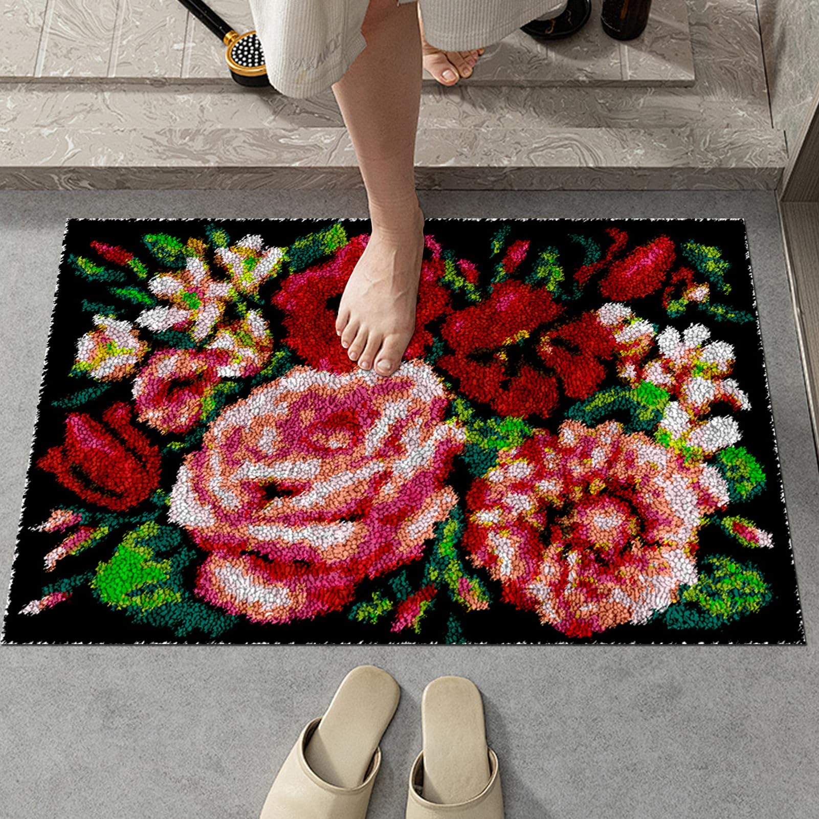 Zestaw dywaników antypoślizgowych z wiązanymi ściegami 140x160 cm