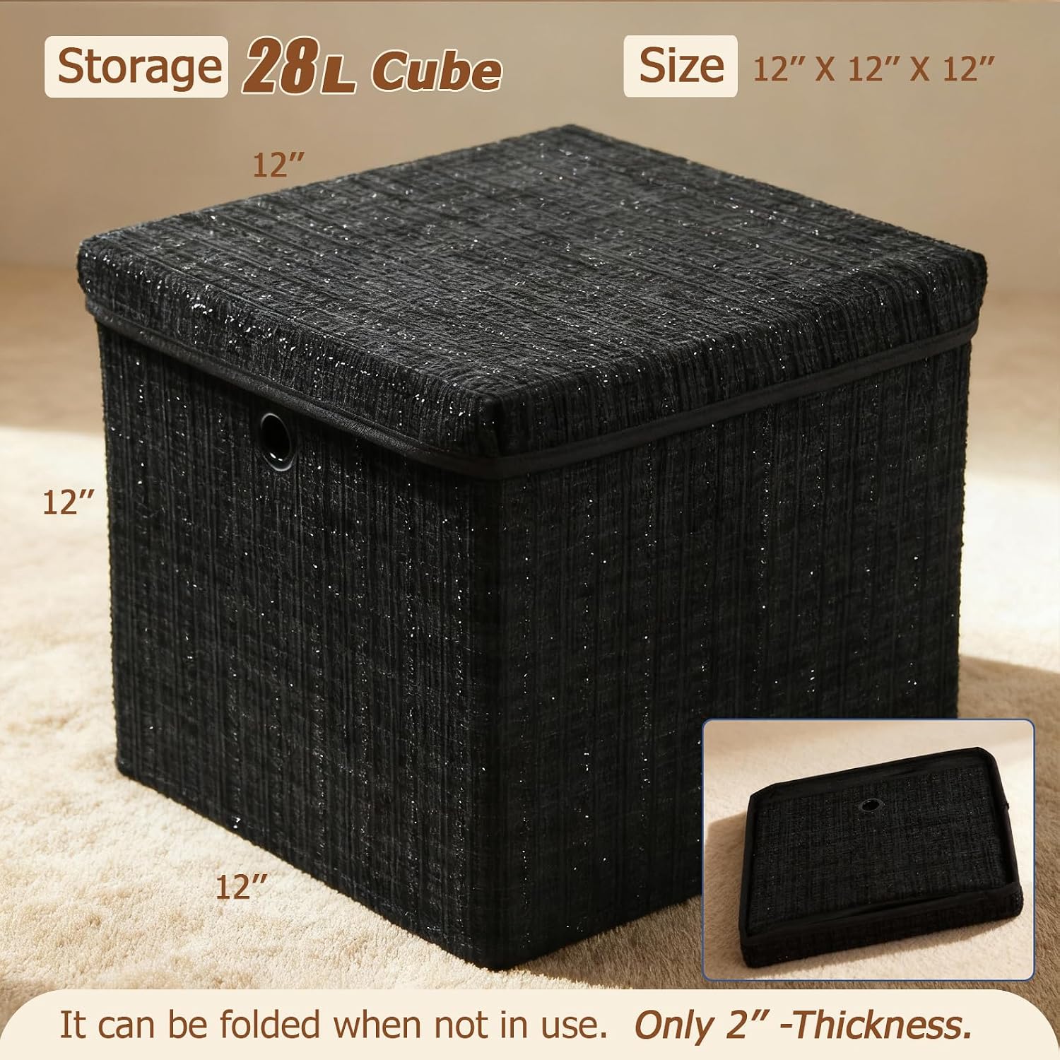 modscape 12x12x12 Collapsible Fabric Cube Storage Bins with Lids