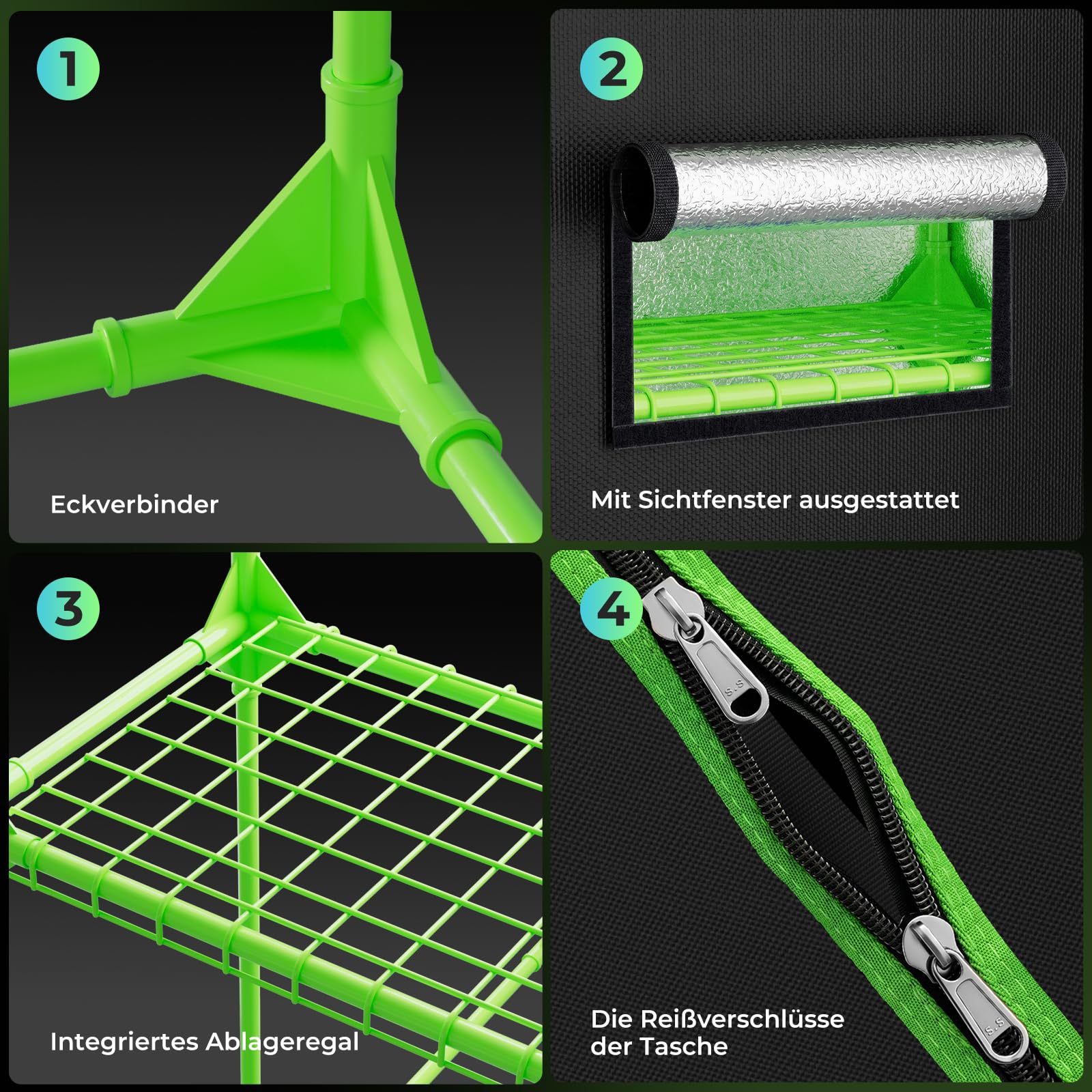 Kingpower Namiot do uprawy roślin, namiot do hodowli, szklarnia, pudełko do uprawy roślin, warzyw, ziół, szafka, do uprawy roślin, małe pomidory, zielony (Hydro Green), wymiary: 160 x 120 x 205 cm (14