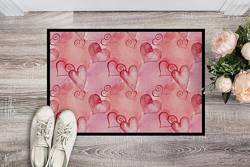 Miniatura 2 de Caroline's Treasures BB7565JMAT - Felpudo de acuarela con corazones rojos de 24 x 36 pulgadas, para interiores y exteriores, para entrada,