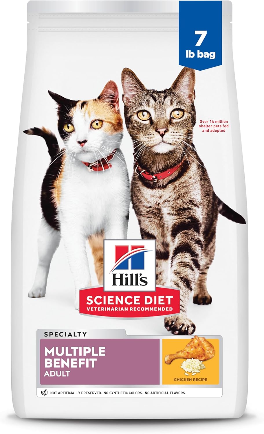 Hill's Science Diet Adult 1-6 Multiple Benefit Dry Cat Food, Chicken, 7 lb. Bag