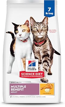 Hills Science Diet Adult 1-6 Multiple Benefit Dry Cat Food, Chicken, 7 lb. Bag