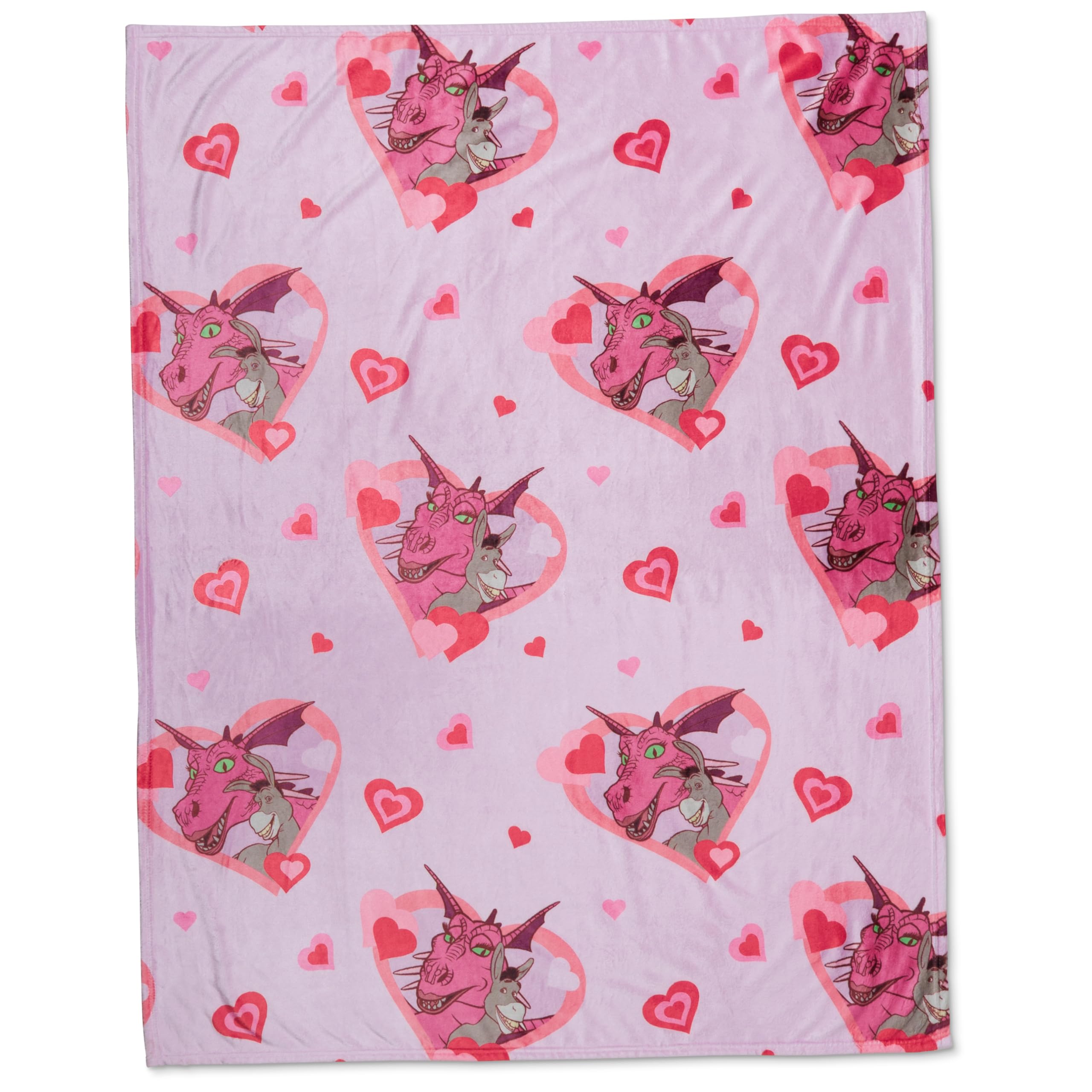 Shrek Donkey & Dragon Bedding Super Soft Plush Cozy Throw Blanket, 46 in x 60 in, Valentine's Day (Officially Licensed Product) by Franco Collectibles