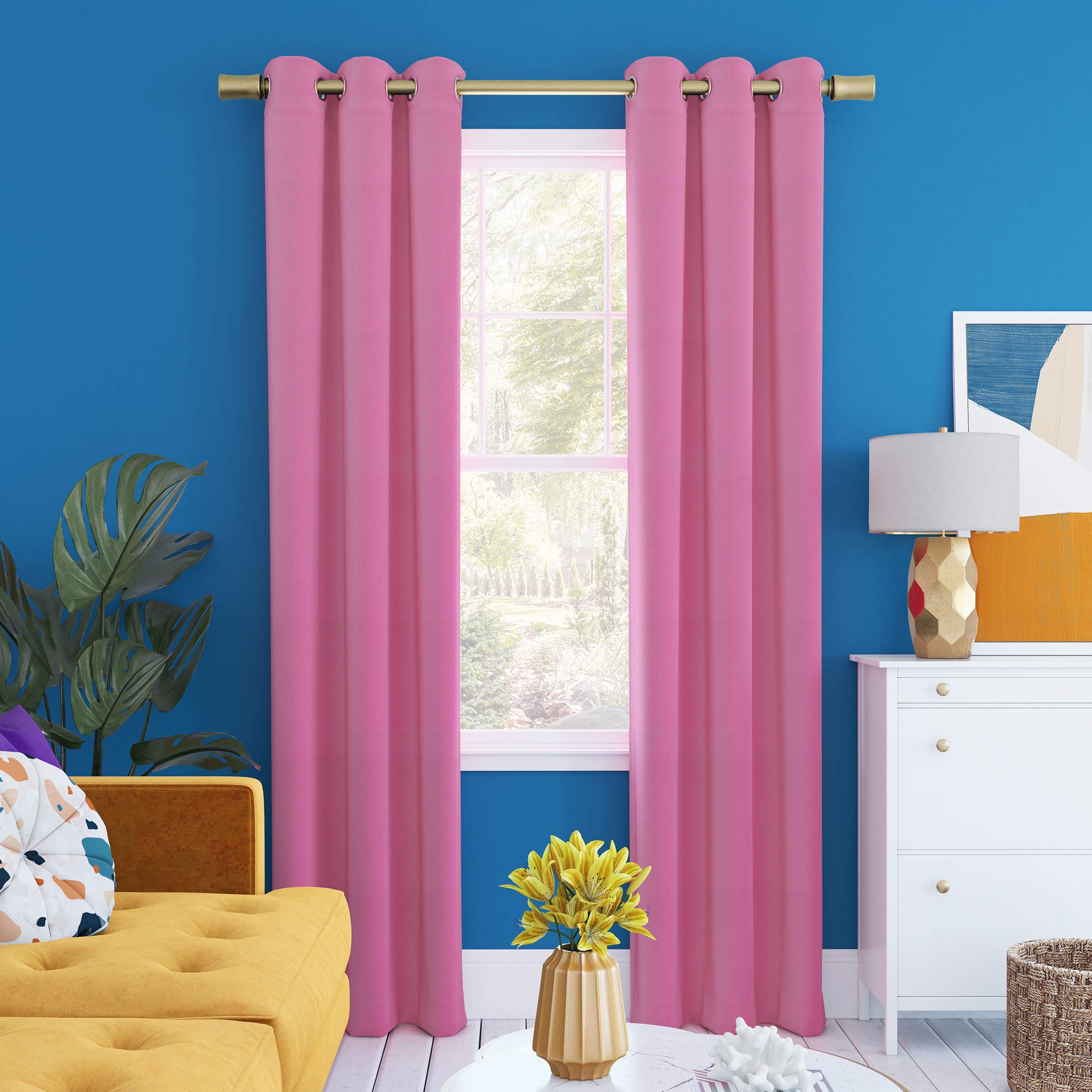 Sun Zero Halton Bright Vibes Total Blackout Grommet Curtain Panel, 40" x 63", Pink
